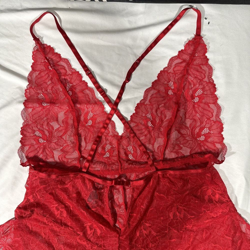 NEW ANN SUMMERS‎ [ Large 12-14 ] After Dark Lace Teddy In Red #6382 - Picture 8 of 11